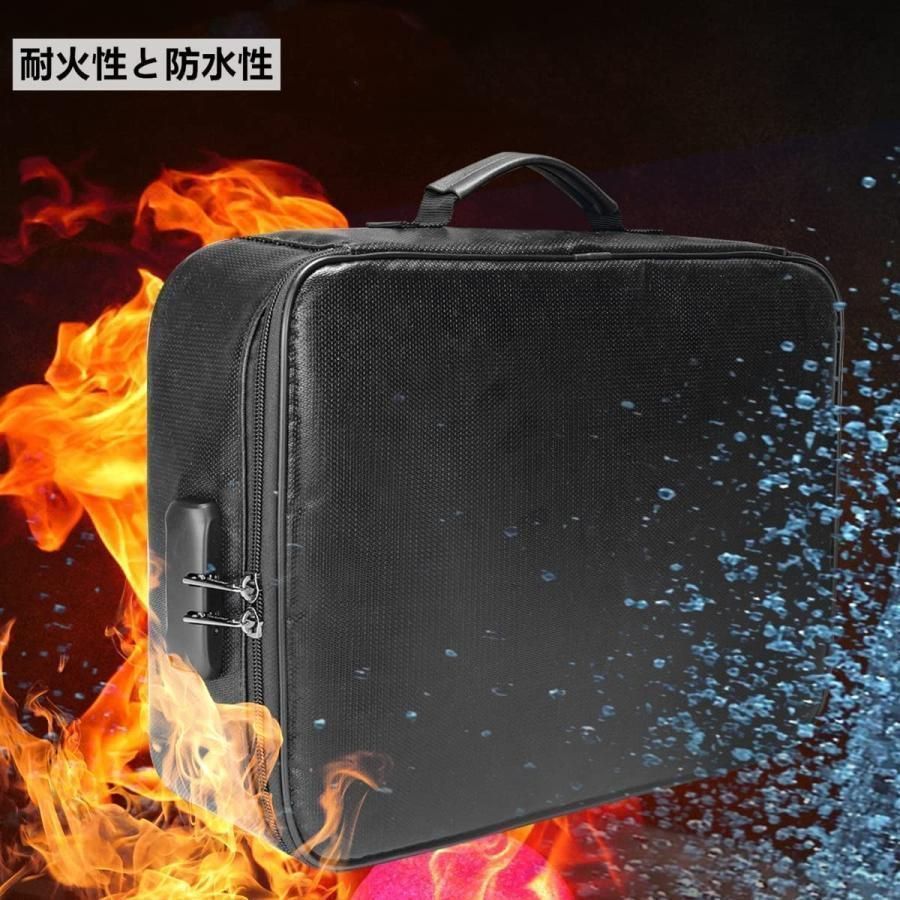 収納ポーチ 耐火バッグ 防水 防火 防災 耐熱温度1200℃ 手提げ パスワードロック付き マルチケース 多層収納 品入れ pc周辺小物用 ケー NEXPOTALLINN_EU