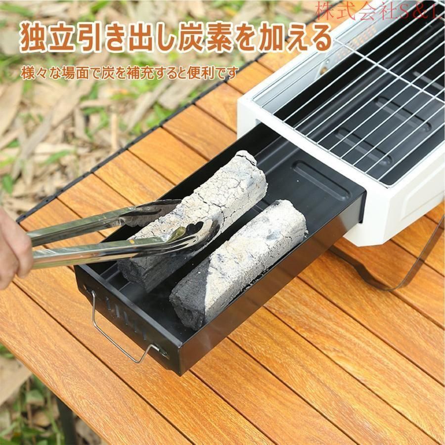 バーベキューコンロキャンプbbqグリル卓上炉端グリルコンパクトキャンプ炭BBQグリルS＆L焚き火台3~7人鉄板付き網付き収納袋付き持ち運びチ