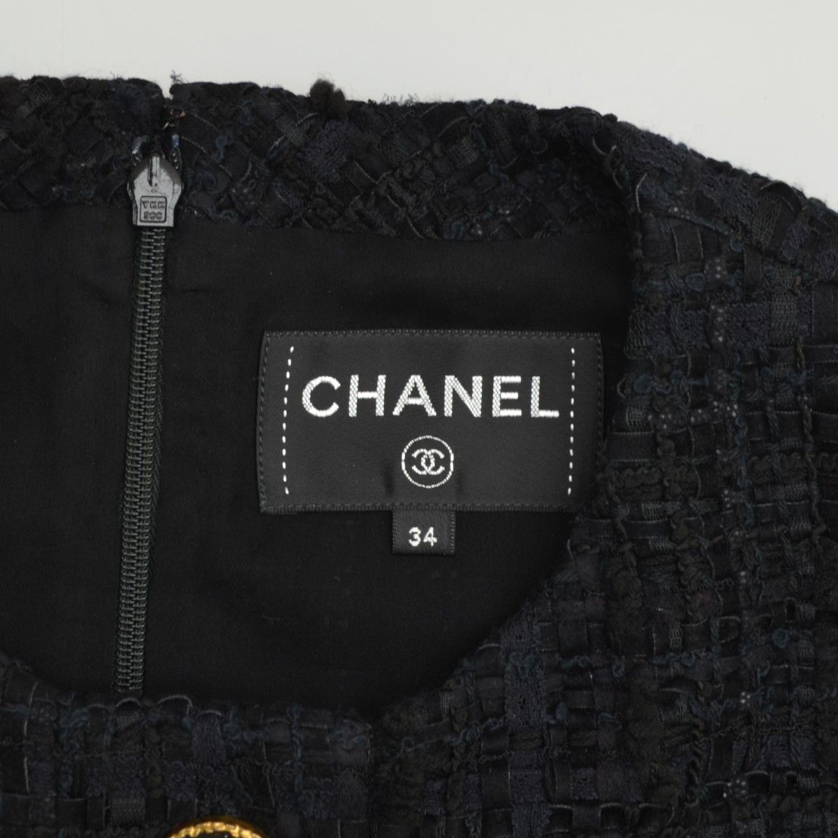 CHANEL】P71094 V62492 ツイードドレスノースリーブワンピース