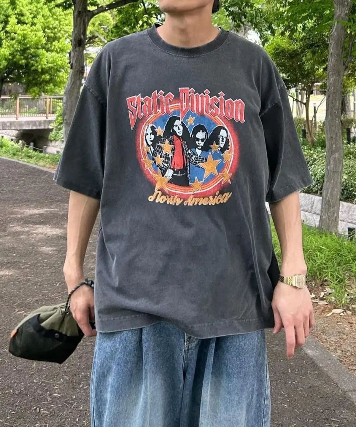 CPCM ジャパン 25SS 粉 鍛造した ヴィンテージ ライク Tシャツ 黒 L