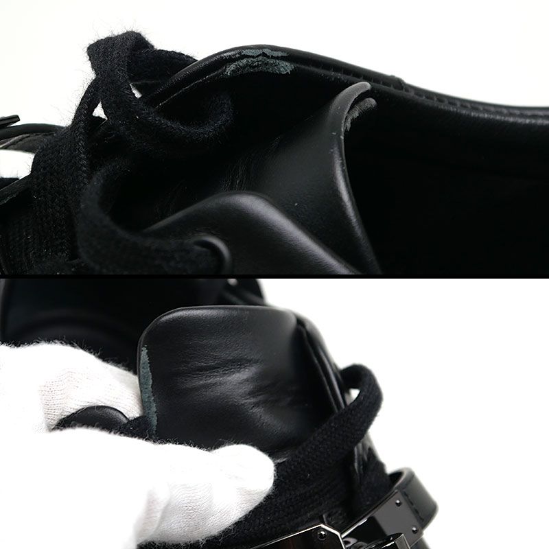 エルメス HERMES デイ ローカットスニーカー 38 レザー ブラック