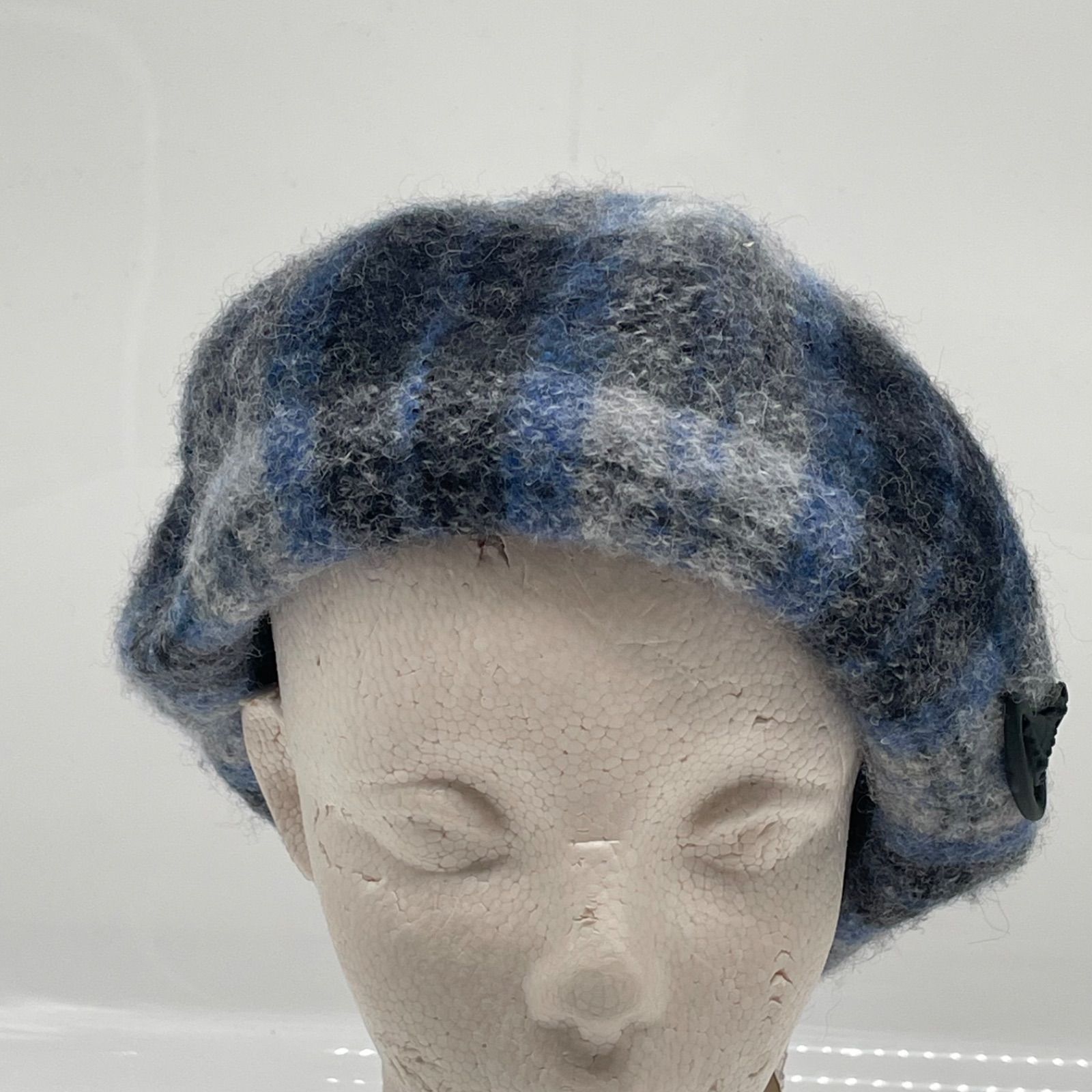 KO3340 ヴィヴィアンウエストウッド チェック柄 ベレー帽 アルパカ混 オーブ ブルー系