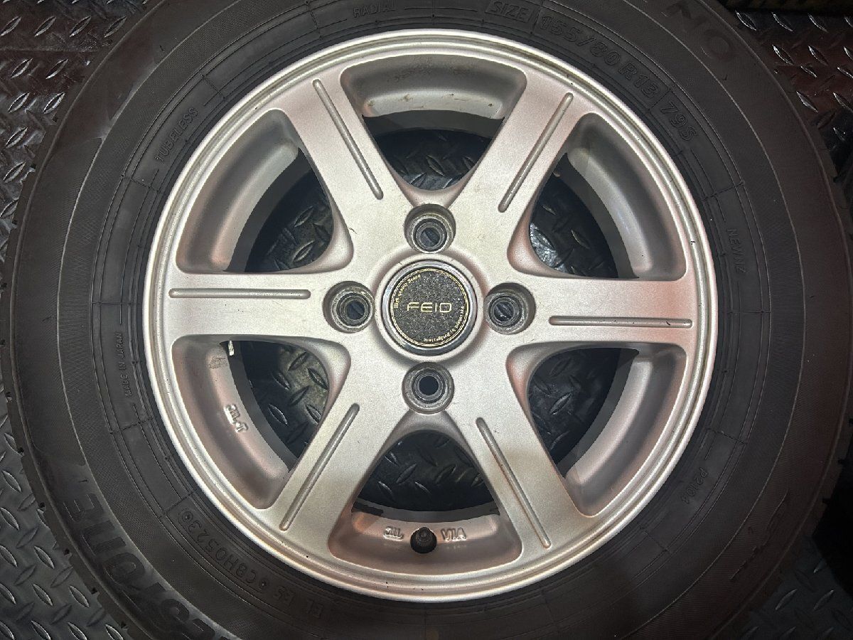 タイヤ走行短め【BS NEWNO 155/80R13】夏タイヤ【FEID 社外ホイール 13  