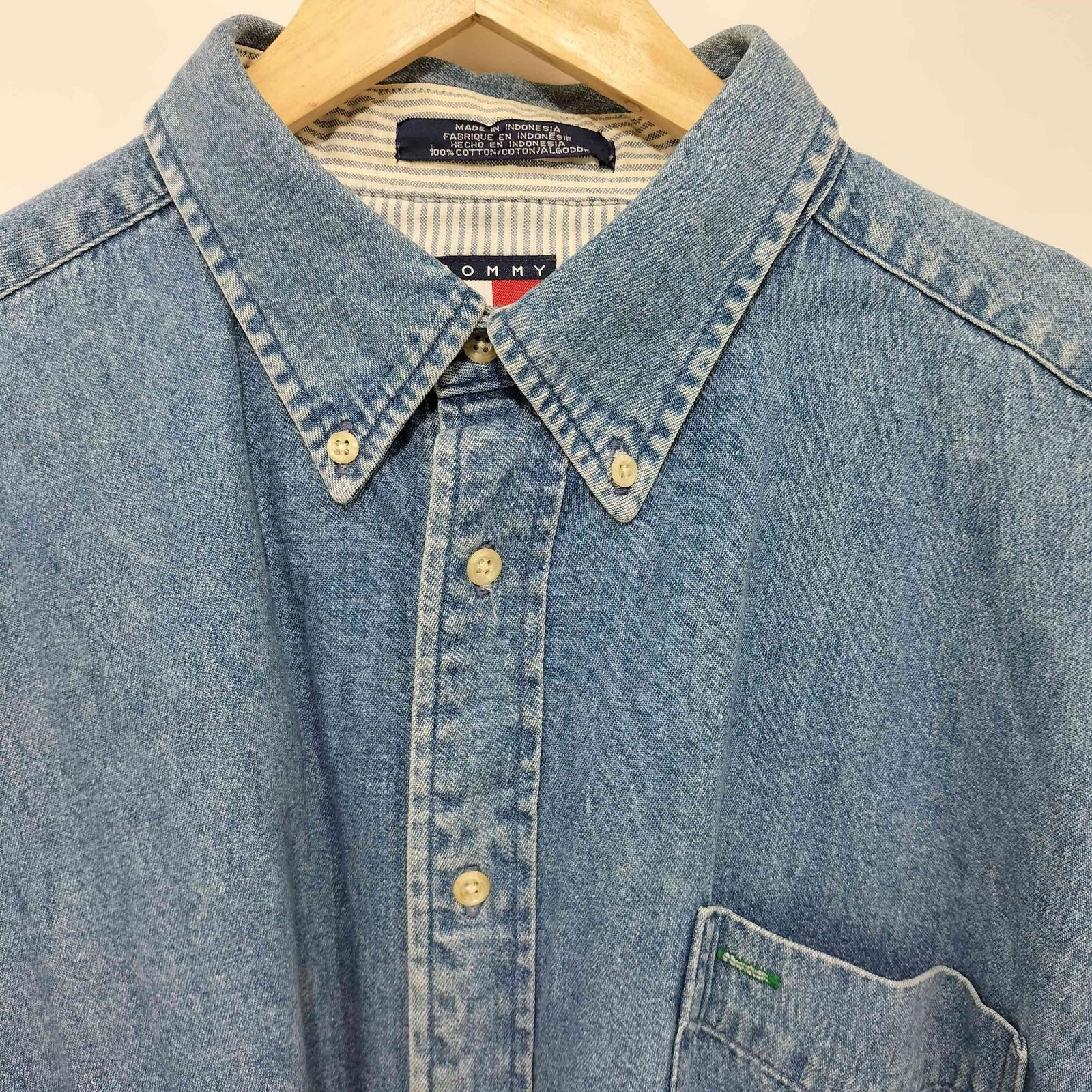 トミージーンズ tommy jeans 刺繍ロゴ デニムシャツ メンズ