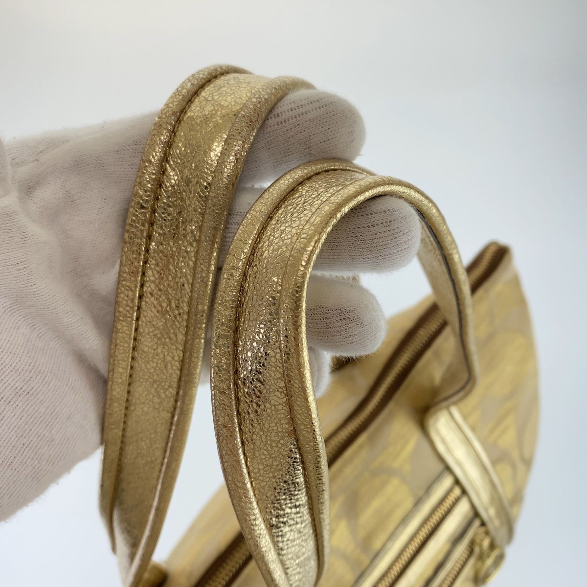 COACH コーチ シグネチャー ゴールド レザー/キャンバス