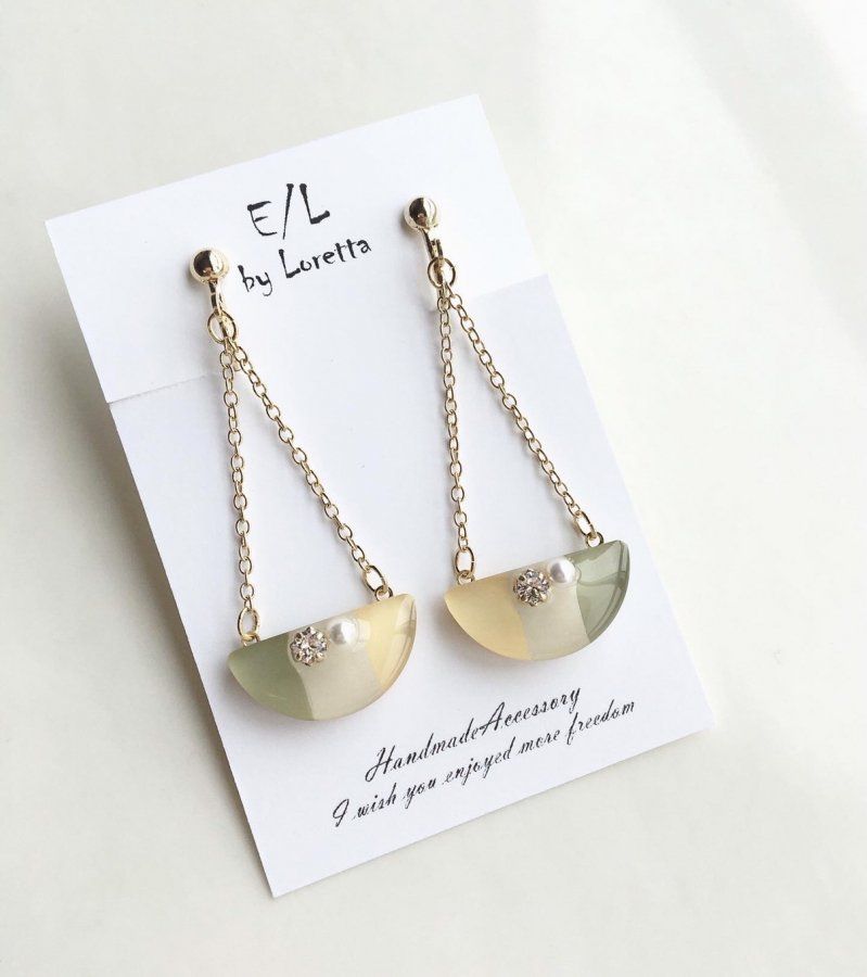 3Color Chain half circle  pierce/earring