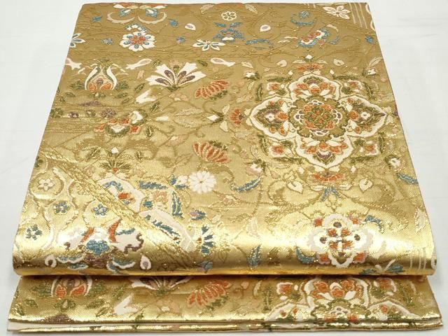 D 夏物 唐織 唐草唐花模様 金糸 六通 正絹 薄物 絽 紗 フォーマルな袋帯 D 夏物 唐織 唐草唐花模様 金糸 六通 正絹 薄物 絽 紗