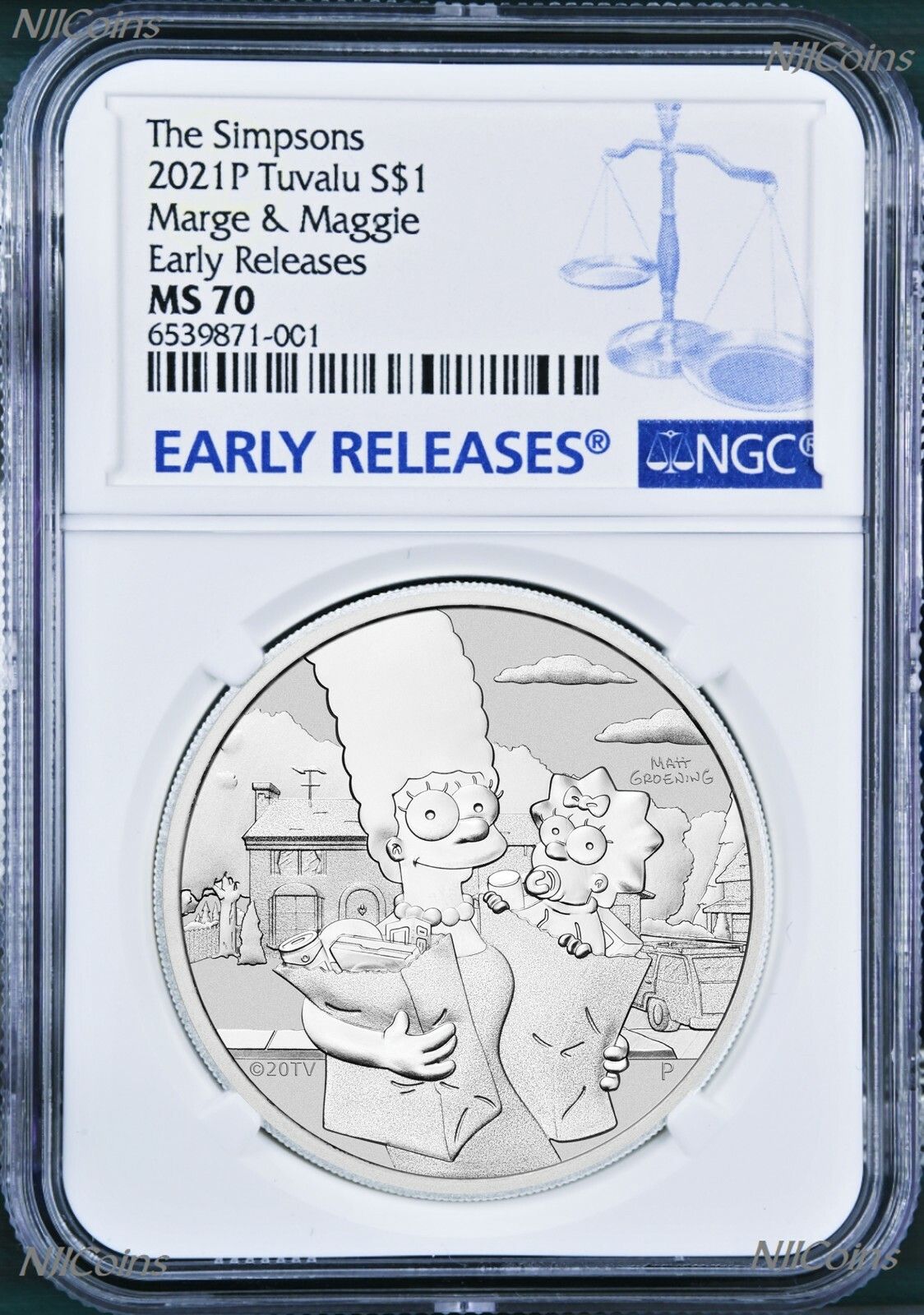 2021 Simpsons Family Marge Maggie $1 1oz .9999 Silver COIN NGC MS70 ER