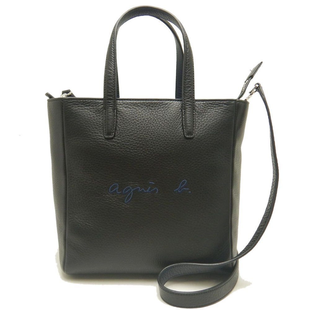 agnes b. アニエスベー 2WAY トートバッグ レザー ブラック