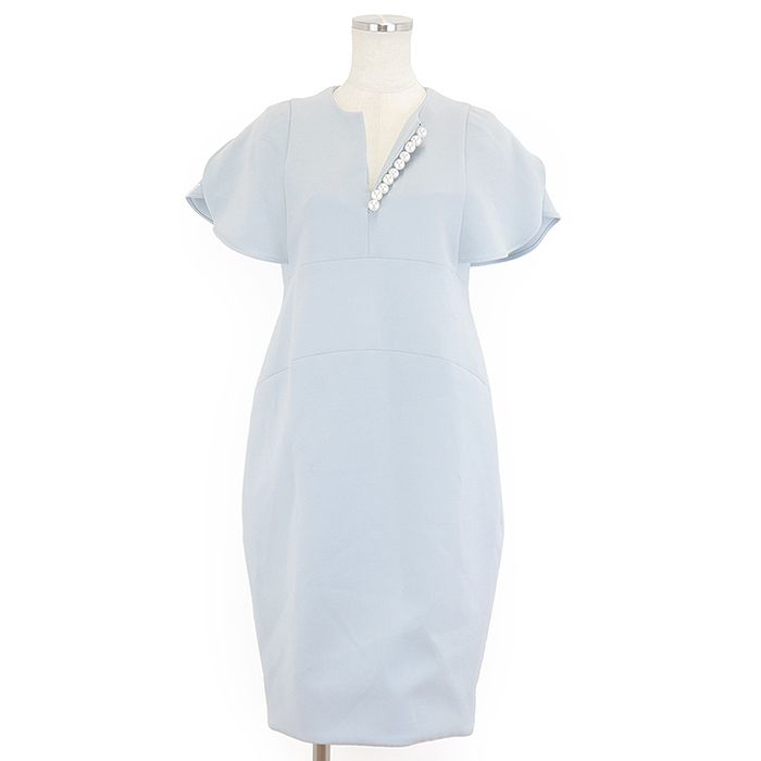 C様ヨーコチャン　フレアスリーブパールスリットラインドレス　38 YOKO CHAN（ヨーコチャン） フレアスリーブパールスリットライン