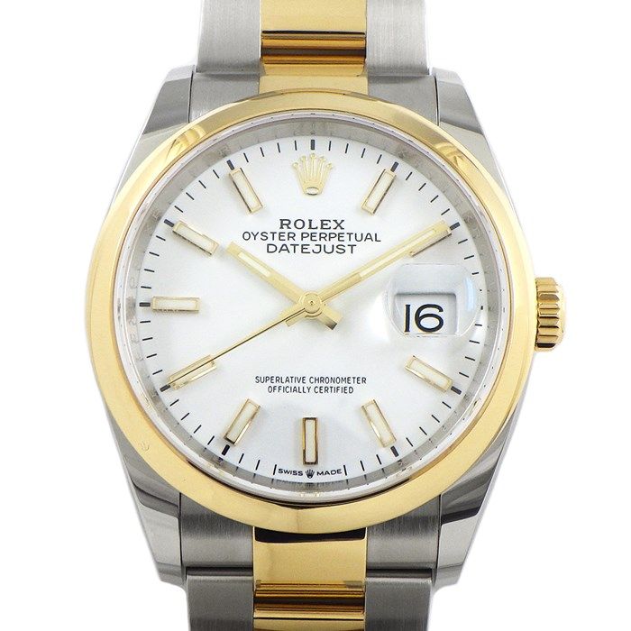 ロレックス Rolex 腕時計 デイトジャスト 126203 ルーレット刻印 ランダムシリアル カレンダー ホワイト 文字盤 K18YG SS 自動巻き 【中古】 ロレックス Rolex 腕時計 デイトジャスト 126203 ルーレット刻印