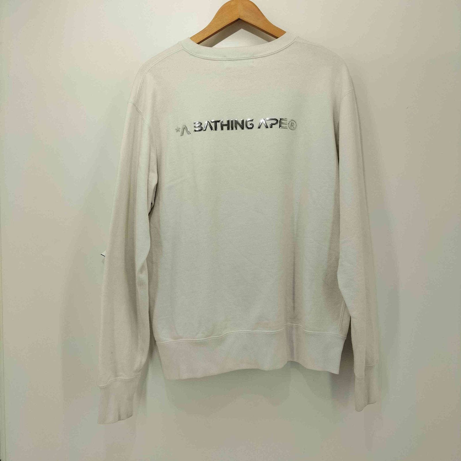 アベイシングエイプ　BAPE クルーネック　ホワイト　トレーナー スウェット HAND DRAW APE HEAD