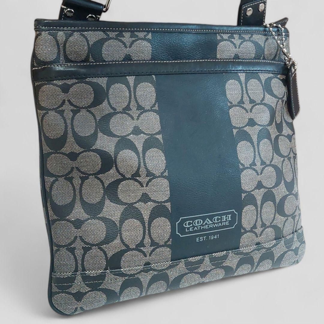 極美品 COACH コーチ ショルダーバッグ シグネチャー A4 PVC 黒 - メルカリ