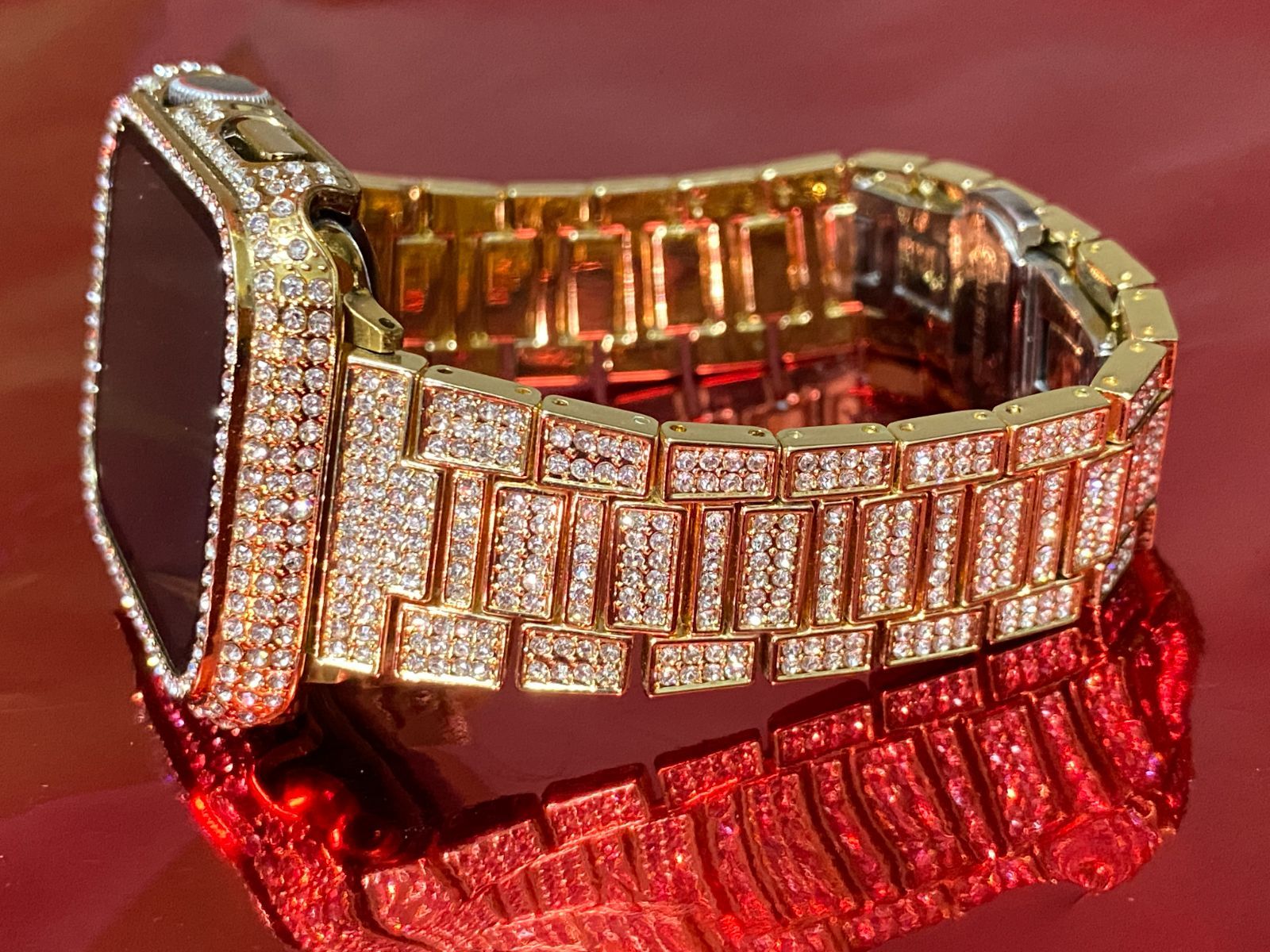  ゴールド アップルウォッチ ステンレスベルト キラキラ カバー ケース メンズ レディース 38 mm 40 41 42 44 45 Apple Watch 金属ベルト 時計