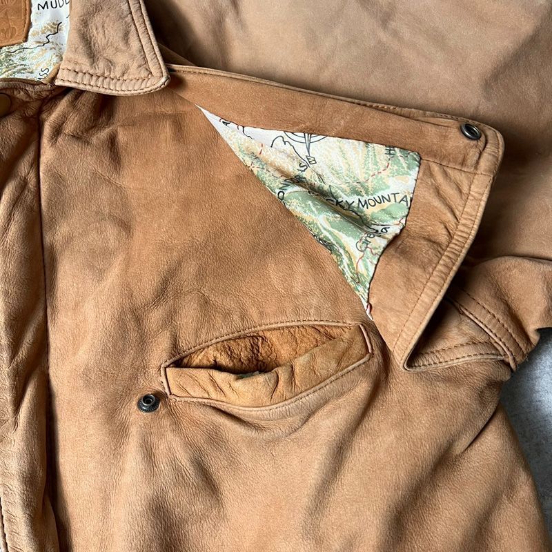 90s Marlboro 中綿入り ガンフラップ 本革 スエード レザー ジャケット