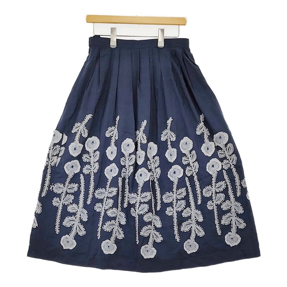 mina perhonen frost garden 刺繍 サイズ40 定価99000円 acs5372 ロングスカート 24SS ネイビー レディース ミナペルホネン 5-1011M♪