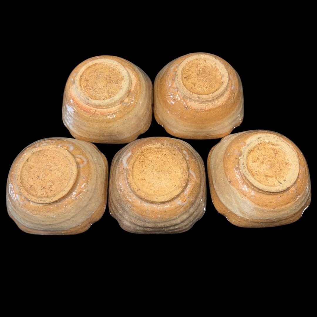 志野焼 萩焼 白釉 宝瓶 5客セット 時代物 陶器 作家物 蔵出し