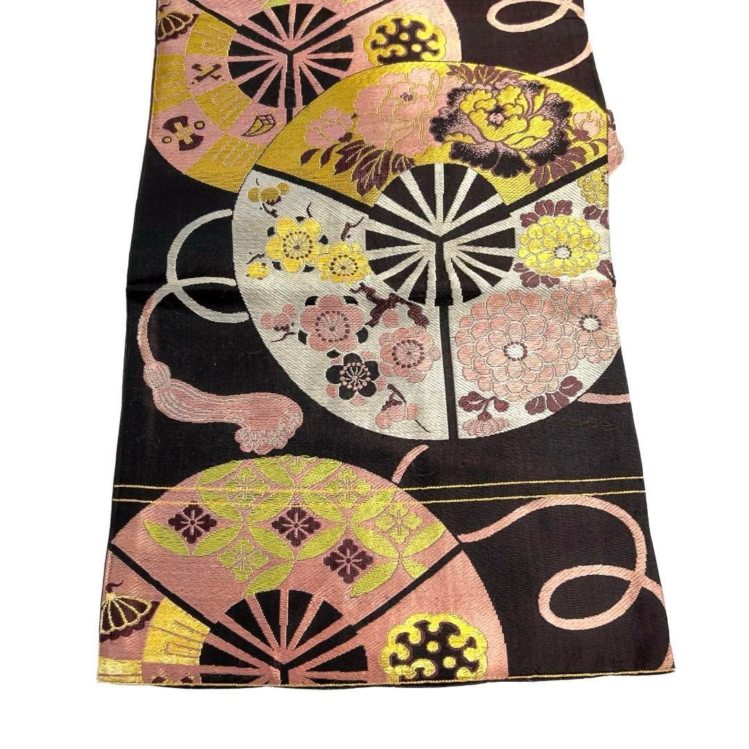 アンティーク 名古屋帯 扇 七宝 菊 梅 牡丹 宝尽くし 着物 014a d  