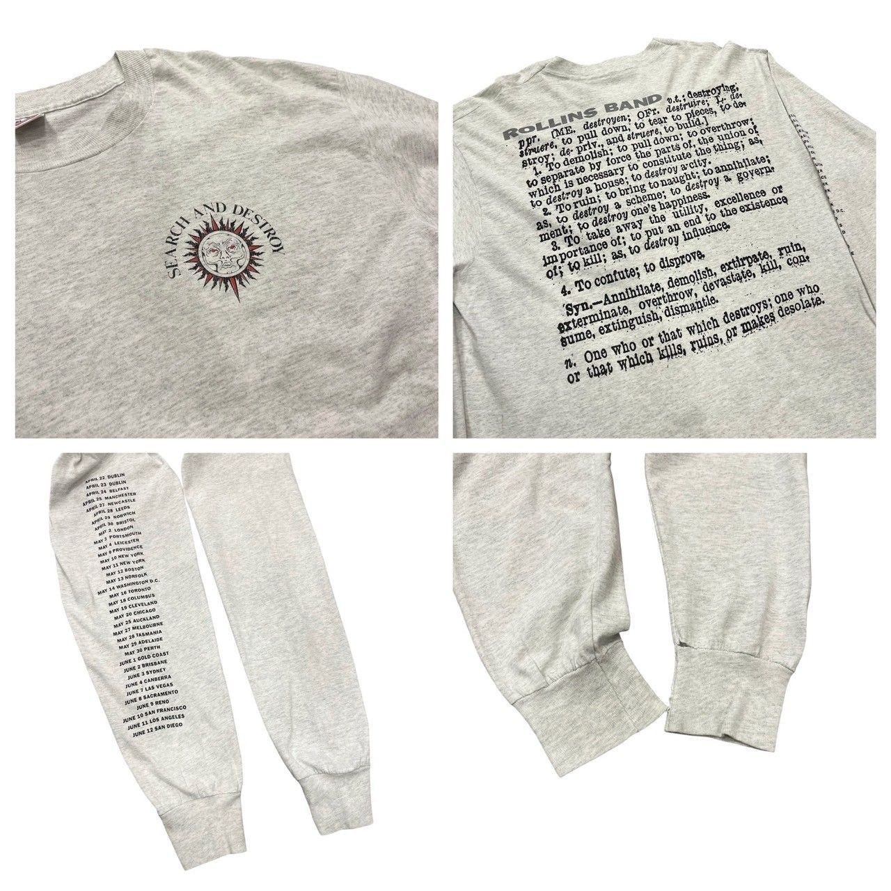 90s Rollins Band ロリンズバンド ロンT ロングスリーブ 袖プリ 90s ビンテージ Rollins Band バンド ロングスリーブ Tシャツ XL