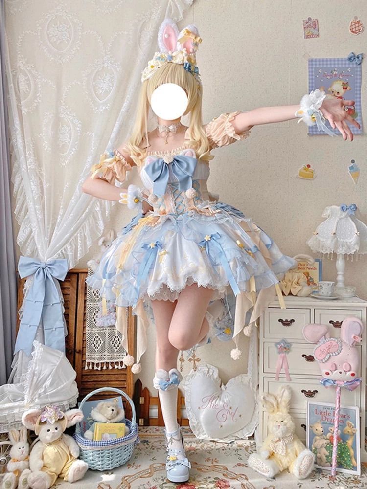 サブカル 服 カラフル ガーリー系 ドレス ロリータ ロリィタ 星 ポップ バンギャ 魔法使い ハロウィン 衣装 仮装 文化祭 パ