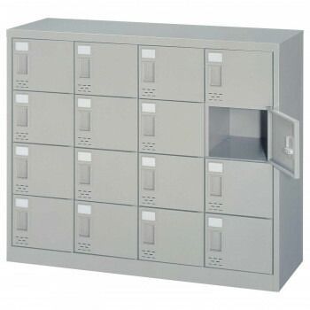 シューズロッカー 4列4段扉付 錠なしタイプ ニューグレー COM-SC-16W