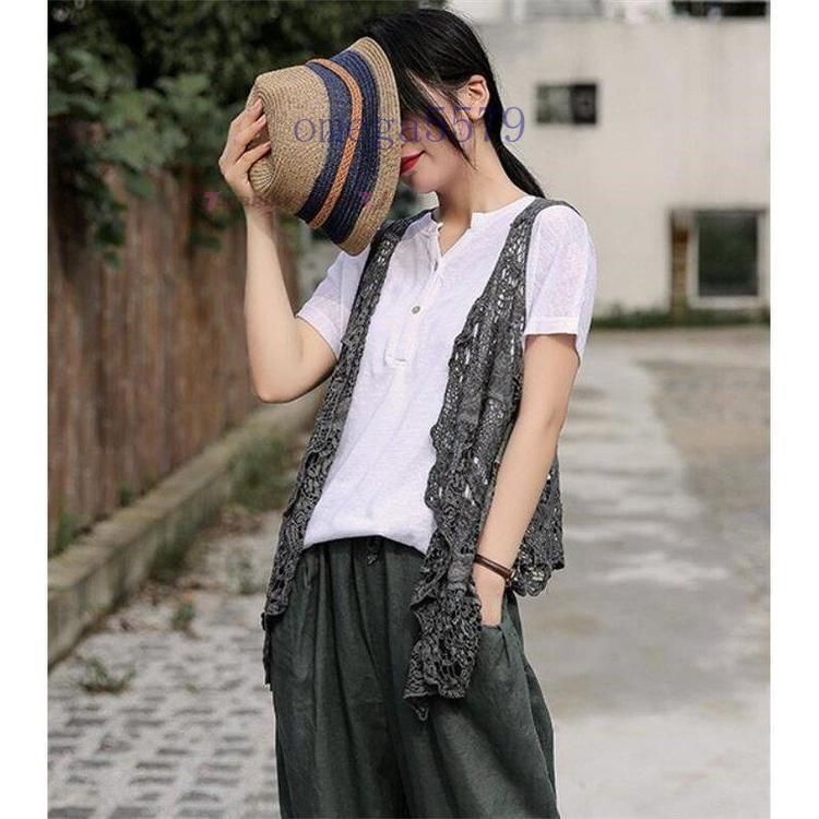 ベスト レディース ジレ 前開 ジレベスト レース ノースリーブ 洋服 夏 春服 アウター カジュアル 20代 30代 40代 50代 ベスト レディース サマー レース ジレ 彫り ノースリーブ 透け