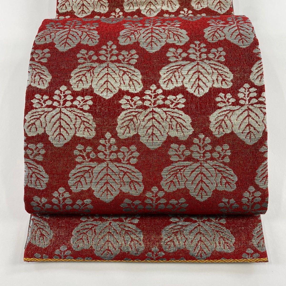 袋帯 誉田屋源兵衛 落款 桐 金糸 赤 六通 正絹