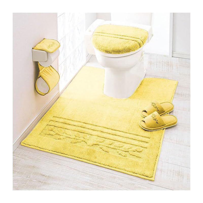 ベルーナ(BELLUNA) トイレマット ロング 洗える おしゃれ 耳長 ワイド オリーブ柄 滑り止め 抗菌防臭 ふわふわ へたりにくい 単品 ジャンボマット (543931-052) 1