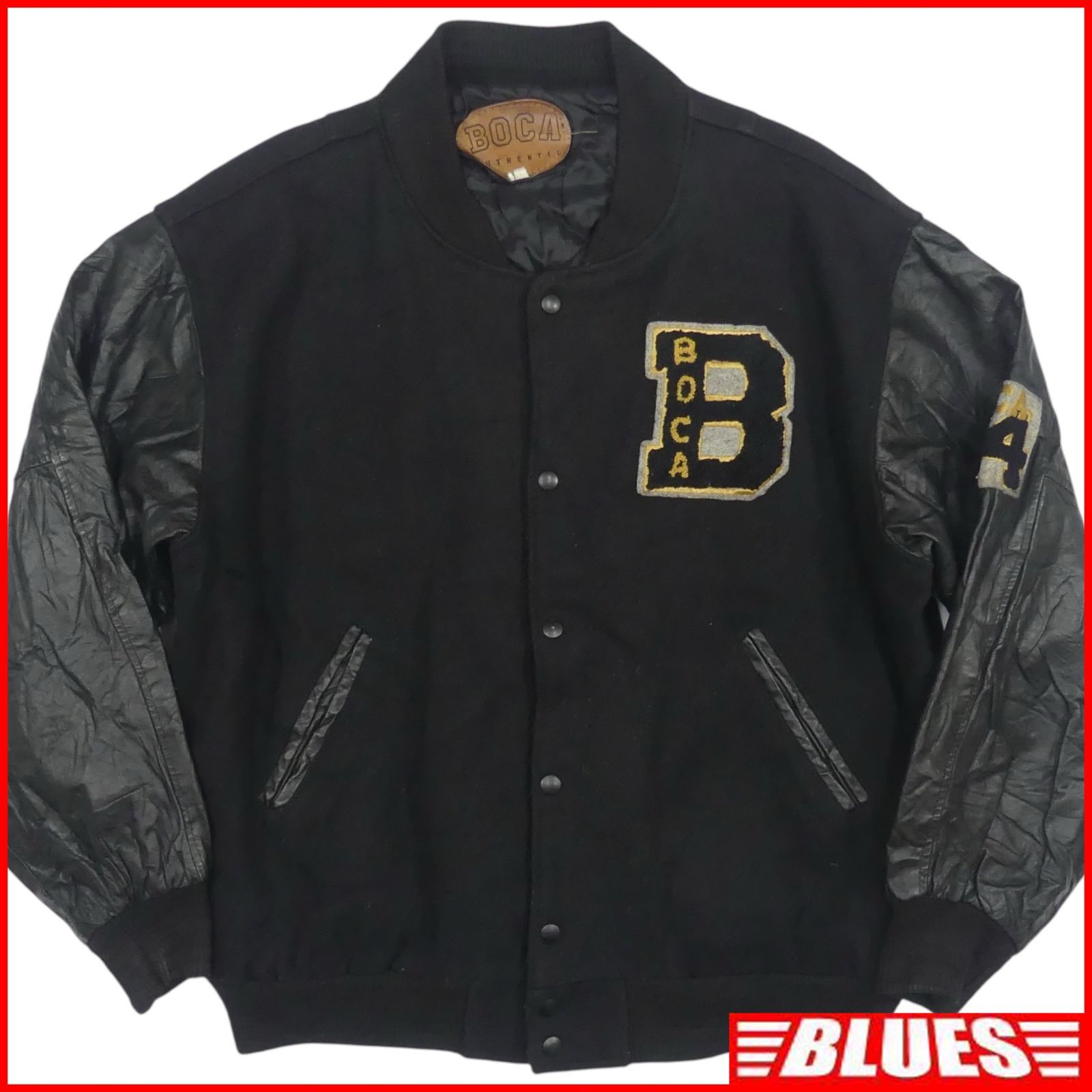 BOCA ボカ スタジャン XXL 古着 レザー ブルゾン ジャンパー 本革 黒 