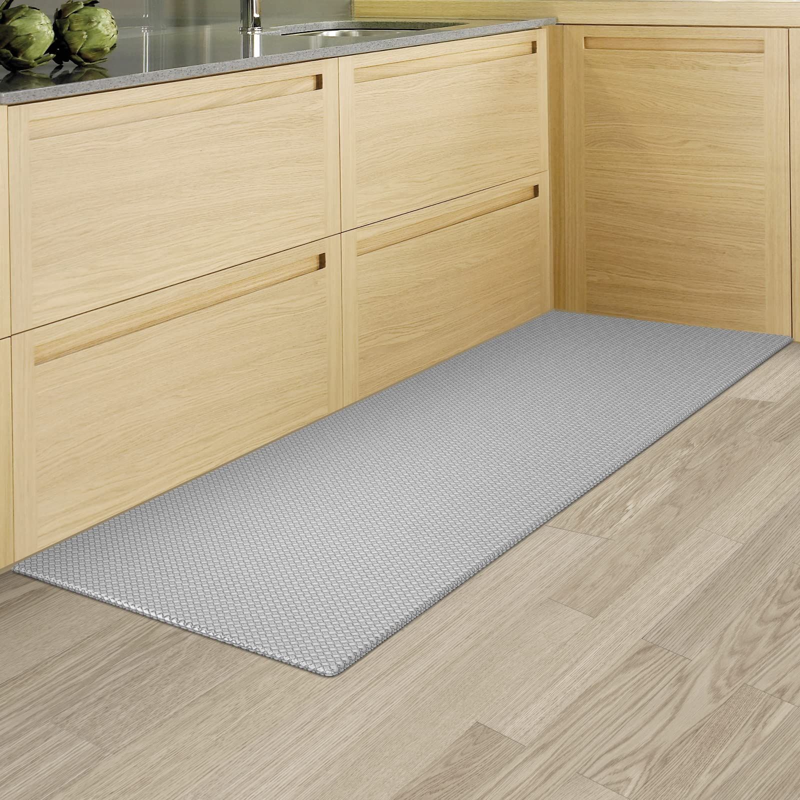 新品 キッチンマット240cm 拭ける 撥水 洗える ビニール製 キッチン マット 防汚 滑り止め 低反発クッション キッチン用 踏み心地 お手入れ簡単 台所マット グレー (44*240cm グレー)