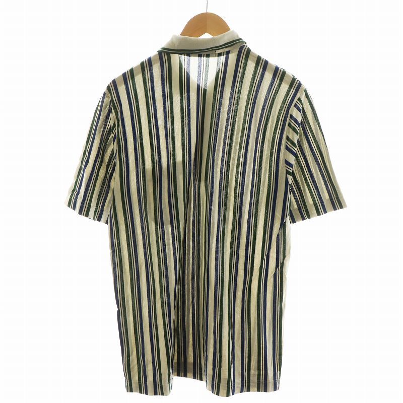 CELINE 半袖ポロシャツ 42 ベージュ セリーヌ CELINE ポロシャツ 半袖 ストライプ柄 コットン L
