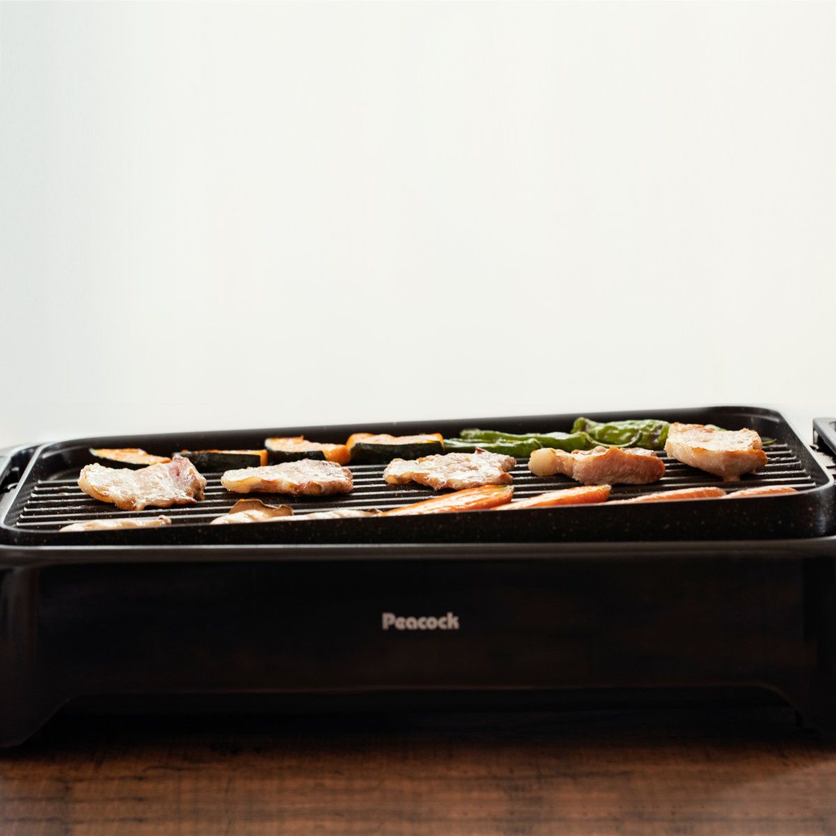 両面グリルプレート マーブルコーティング 温度調節 ピーコック （ 1200W ホットプレート 両面プレート 調理器具 保温 電磁調理器 調理家電 キッチン家電 1台2役 ）