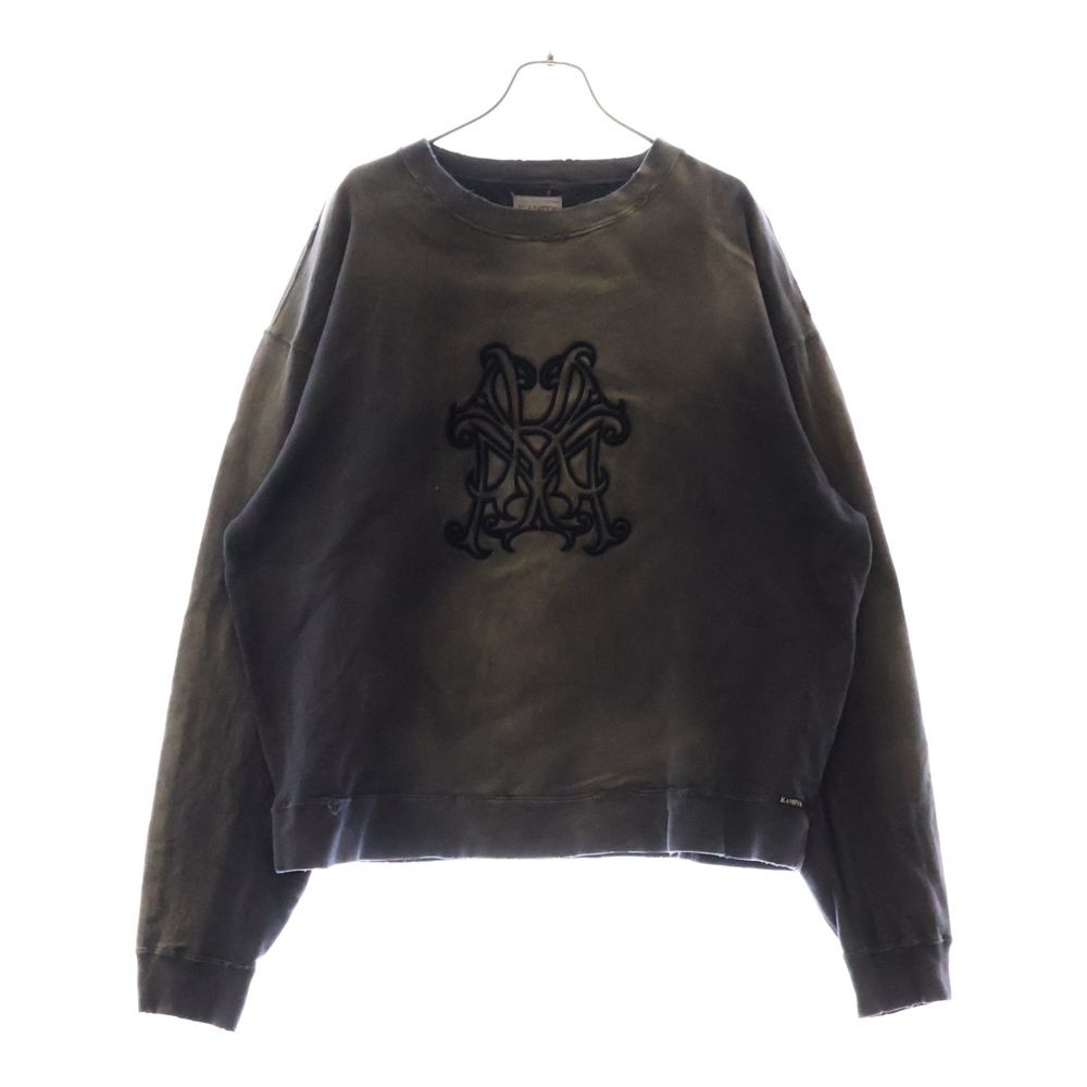 KAMIYA カミヤ Logo Embroidered Bleach Sweatshirt ロゴ エンブロイダード ブリーチ プルオーバー クルーネック スウェットトレーナー ネイビー G13PO067 KAMIYA (カミヤ) Logo Embroidered Bleach Sweatshirt ロゴ エンブ