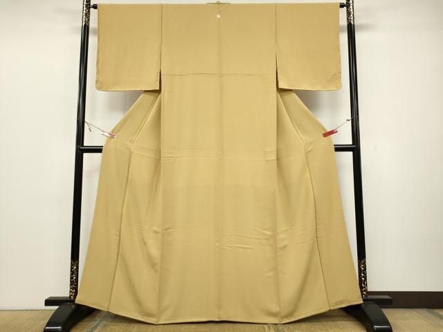 平和屋着物●上質な色無地 霞地紋 玉蜀黍色 正絹 ♥ CAAZ2596ut