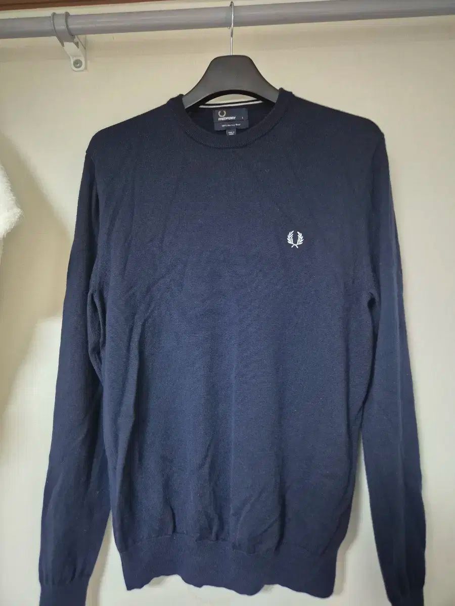 FRED PERRY フレッドペリー メリノウール ニット L ネイビー