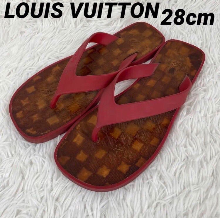 LOUIS VUITTON ダミエ ラバーサンダル レッド 28cm