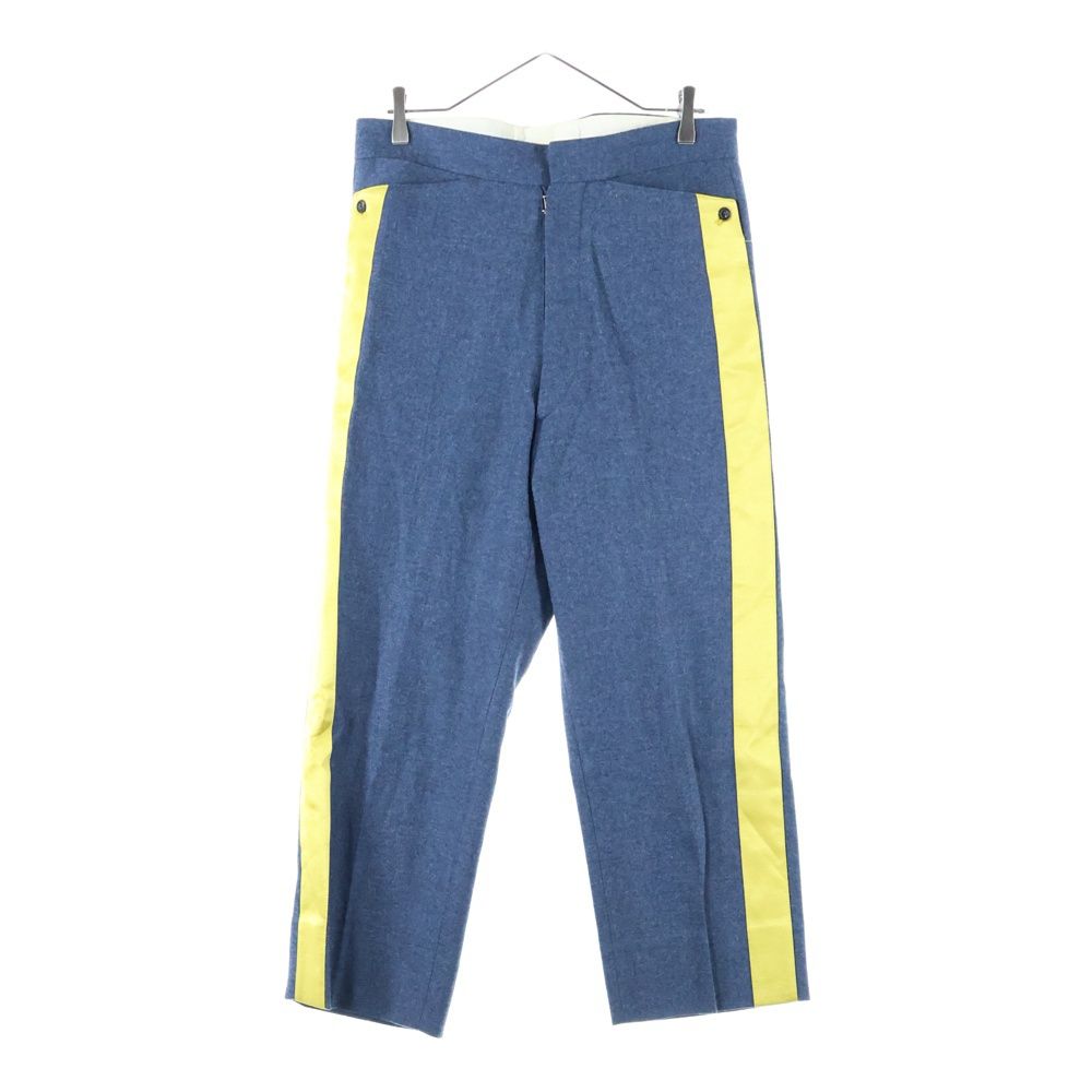 Maison Margiela 10 メゾン マルジェラ 21SS ウール混 サイドライン ボタンダウン テーパードパンツ ネイビー イエロー S50KA0558