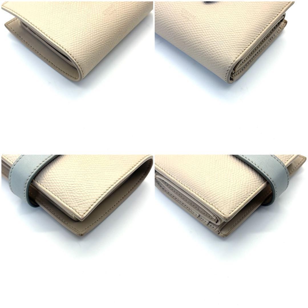 極美品◆CELINE スモールストラップウォレット バイカラー グレー ブルー 極美品◇CELINE スモールストラップウォレット バイカラー グレー ブルー