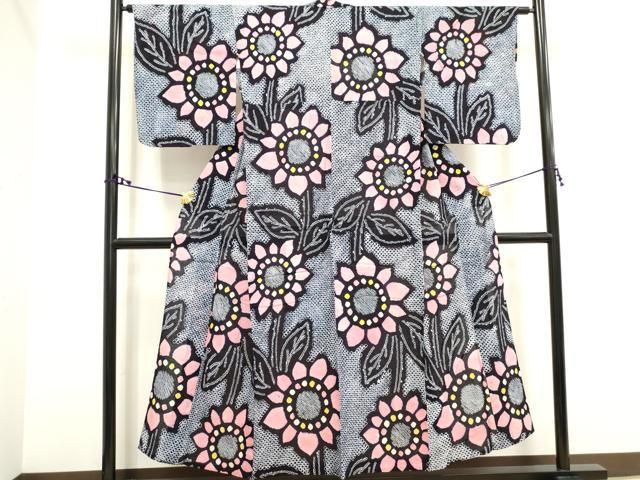 平和屋着物∴夏物 浴衣 有松鳴海絞り 草花文 綿 逸品 DAAV7063cd  