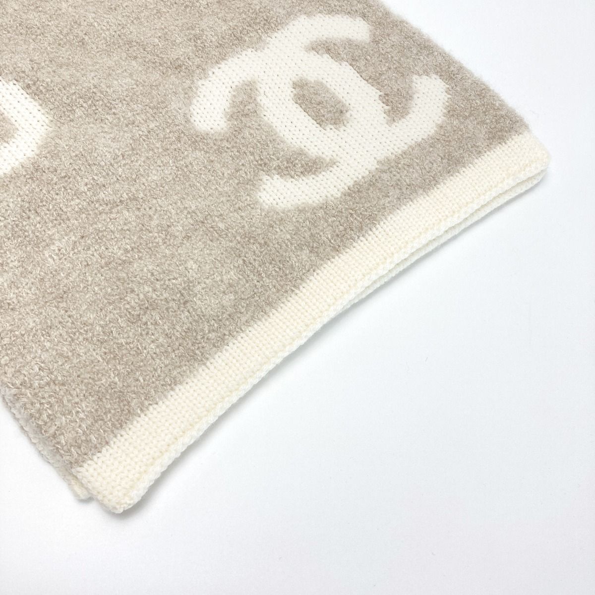 CHANEL シャネル ココマーク ロゴ マフラー ベージュ カシミヤ