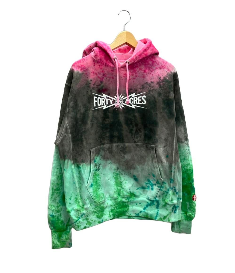 美品 フォーティーエイカーズ スプラッシュペイント バックプリント プルオーバースウェットパーカー メンズ SIZE M 40acres