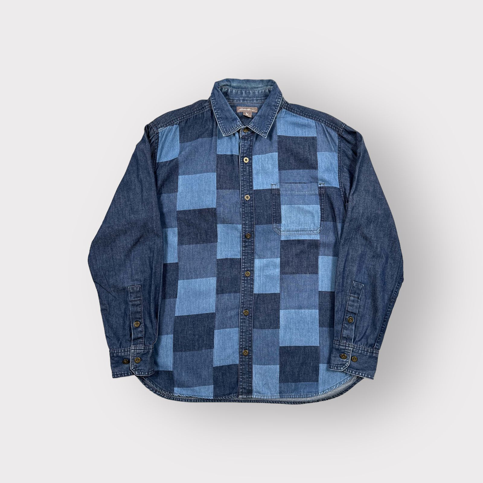 EDDIE BAUER エディーバウアー 長袖デニムシャツ ブルー サイズM メンズ ヴィンテージ アウトドア ネ