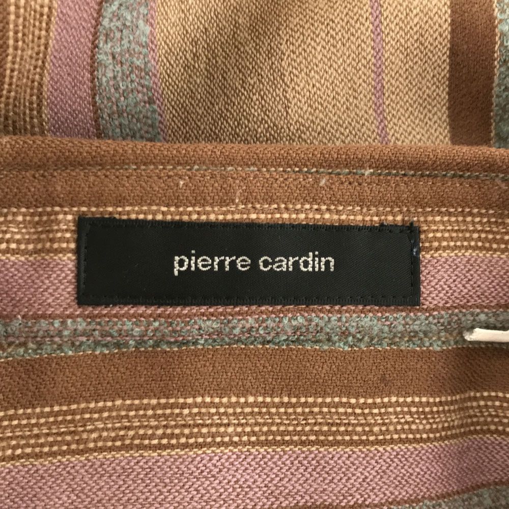 ピエールカルダン ストライプ 長袖 ウールシャツ M ブラウン系 Pierre Cardin メンズ 古着 【240518】