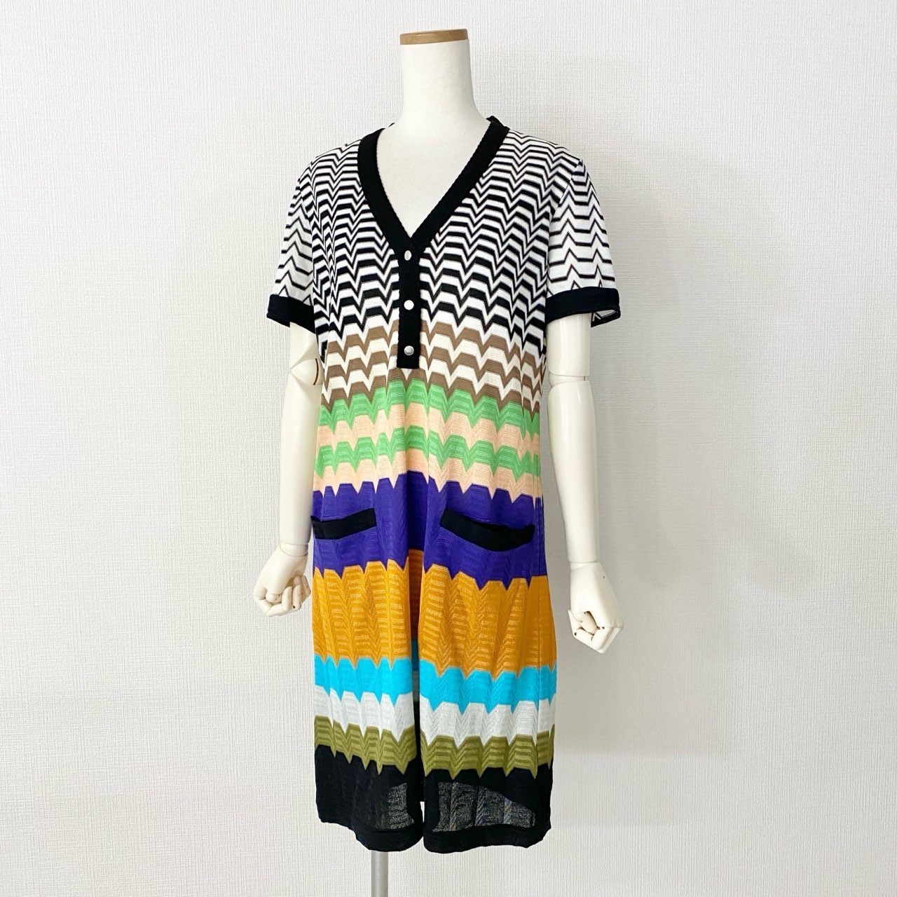 美品MISSONI マルチカラー半袖ニットサマーニットイタリア製