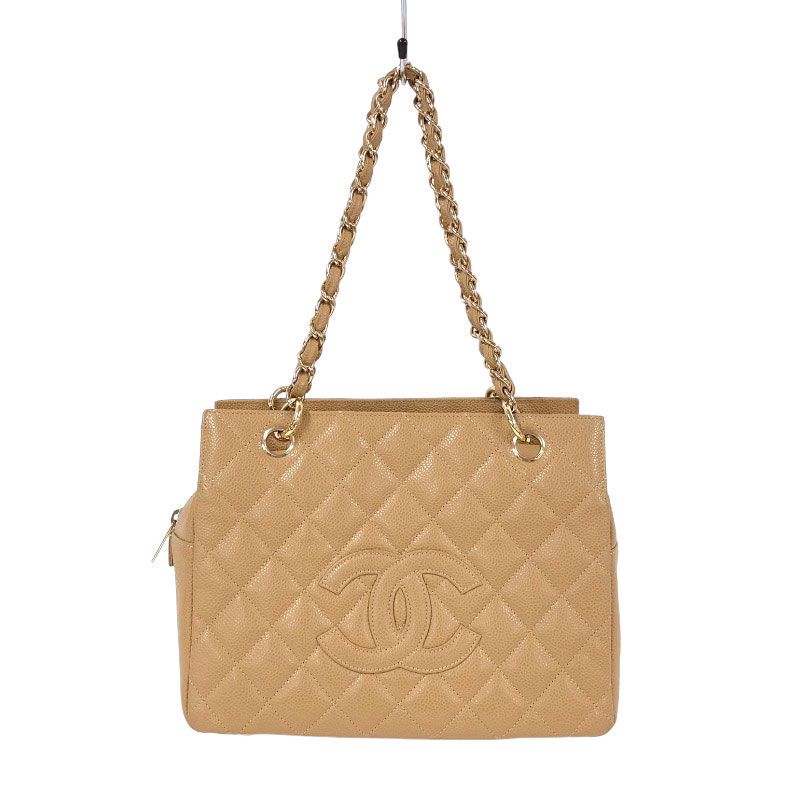 シャネル CHANEL PSTチェーントート A18004 ベージュ ゴールド金具 ...