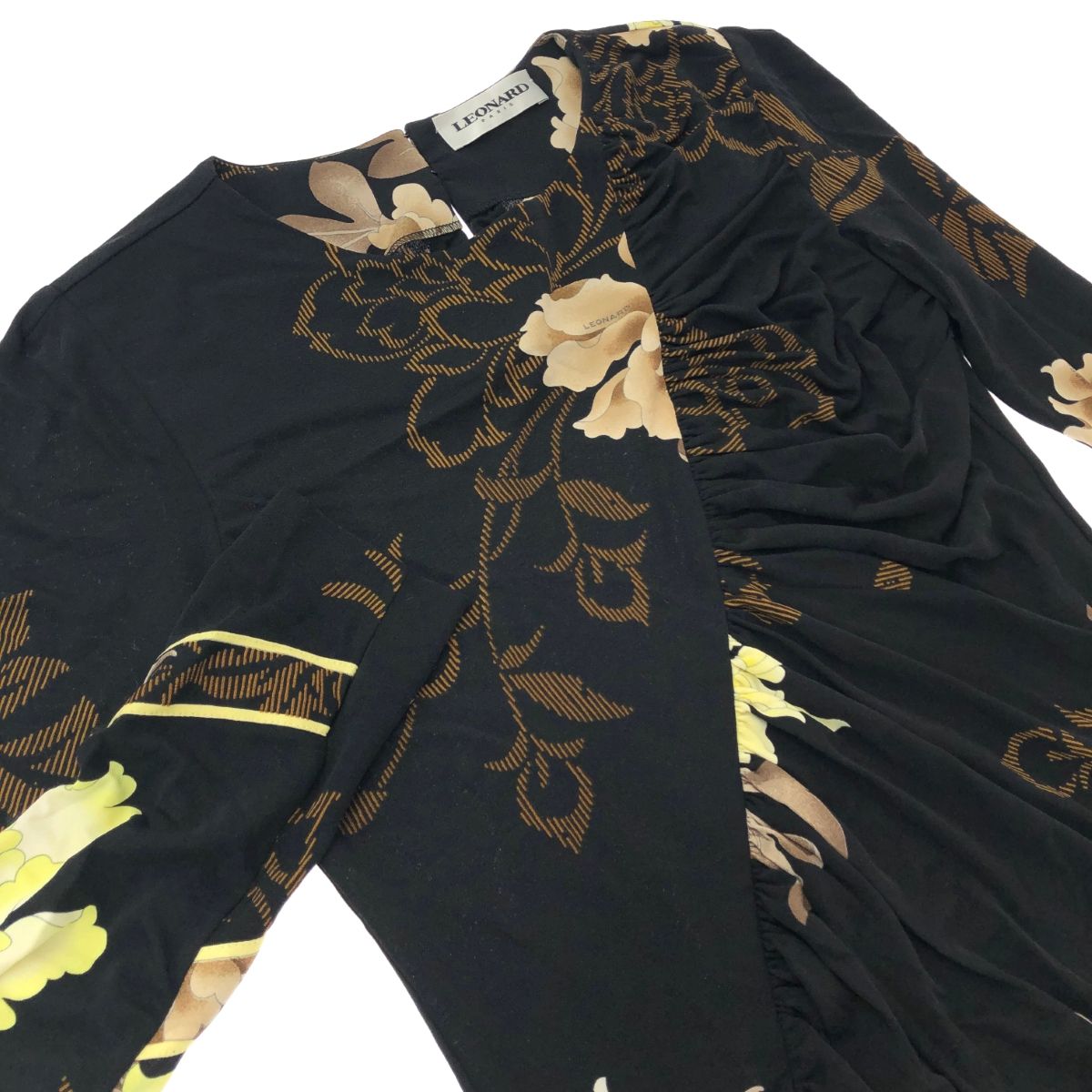 LEONARD レオナール 長袖カットソー 大きいサイズ:44 ブラック