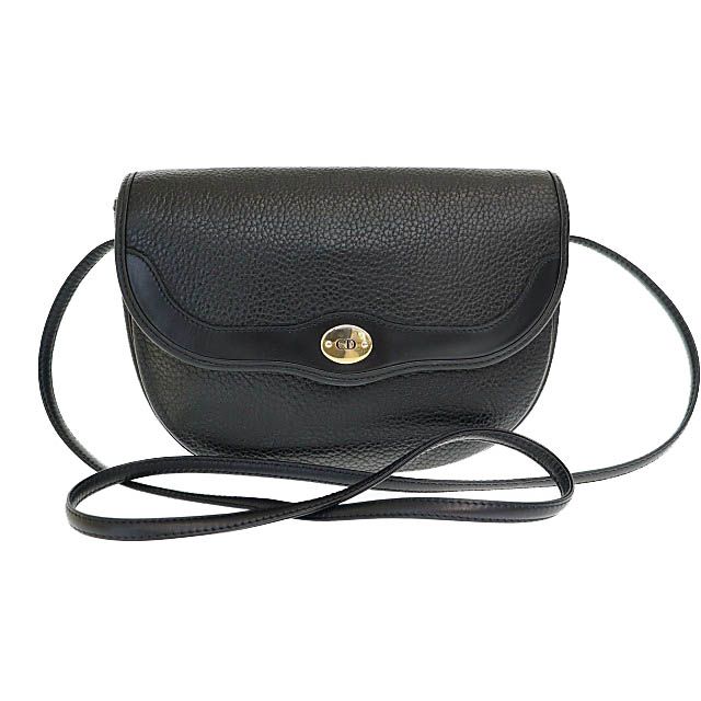 VINTAGE●DIOR●ディオール ブルー レザー ショルダーバッグ クリスチャンディオール レザー ショルダーバッグ ネイビー（未