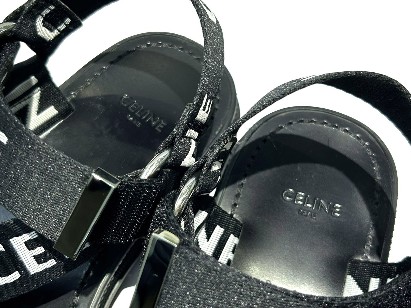 CELINE (セリーヌ) Leo Sandals 'Black Jacquard Nylon Strap