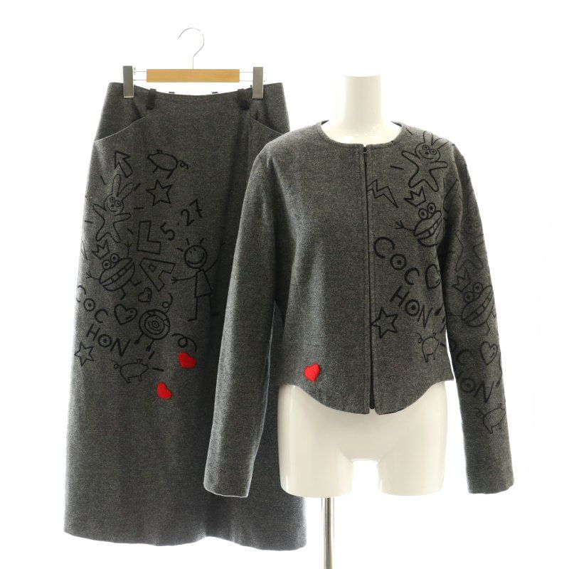 オレボレブラ アルベロベロ ノーカラー 切り替えジャケット ワッペン カーキ系 オレボレブラ アルベロベロ ノーカラー 切り替えジャケット ワッペン