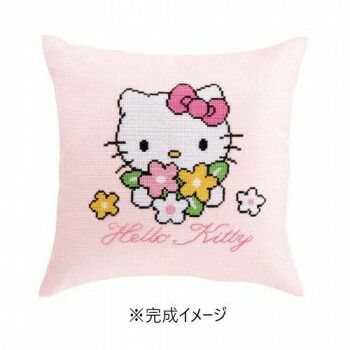 オリムパス 6023 ししゅうキット　クッション　ハローキティブーケ